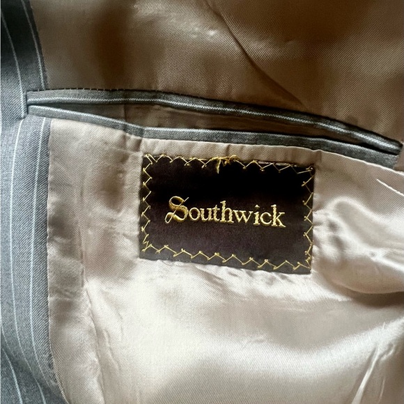 NWOT Twill by Scott Dayton 43L Tan Pin Stripped Suit - Picture 5 of 6